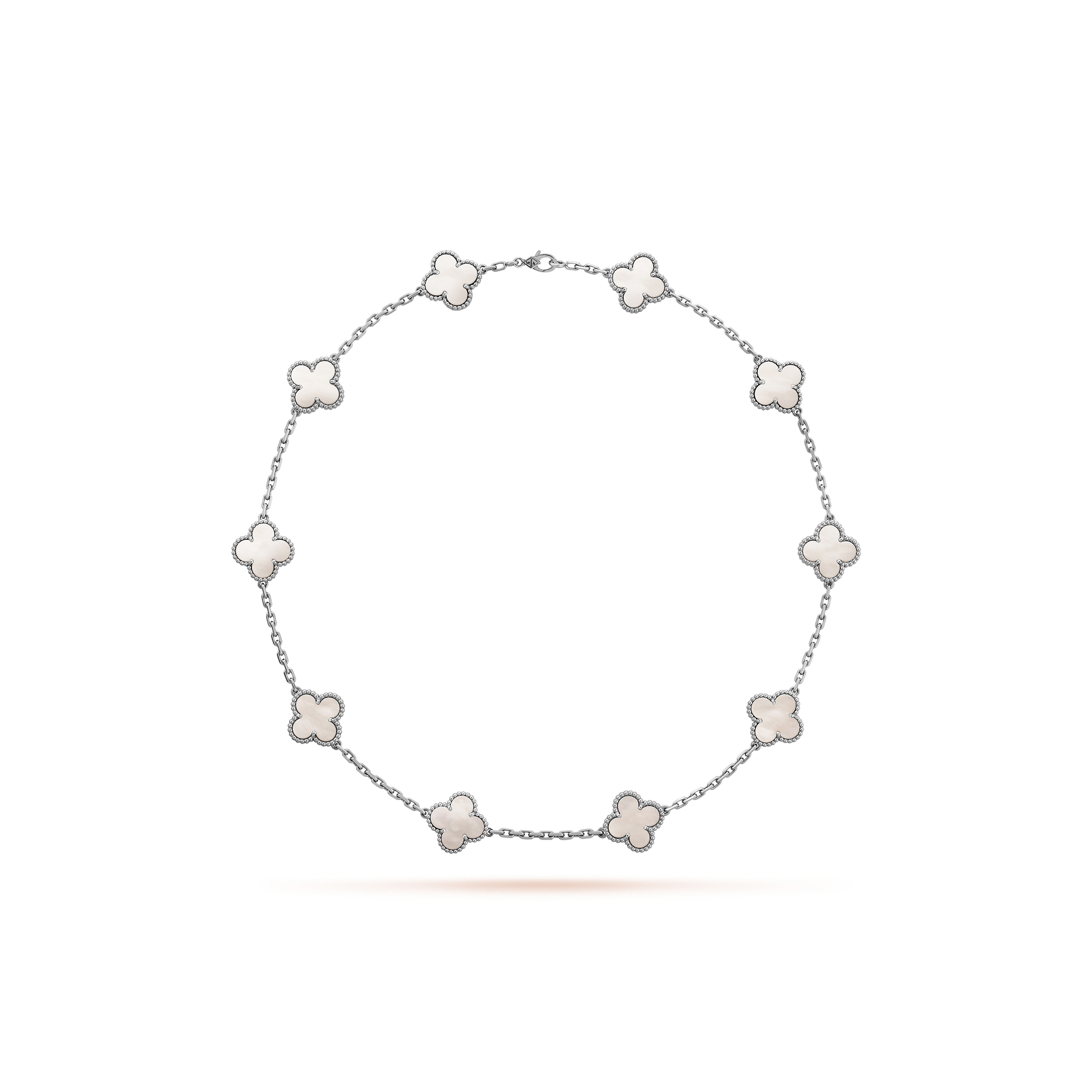 VAN CLEEF ARPELS VINTAGE ALHAMBRA NECKLACE, 10 MOTIFS - WHITE GOLD, MOTHER-OF-PEARL VCARF48500 VAN CLEEF ARPELS VINTAGE ALHAMBRA NECKLACE, 10 MOTIFS - WHITE GOLD, MOTHER-OF-PEARL VCARF48500